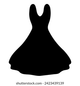 A large flared dress symbol in the center. Isolated black symbol