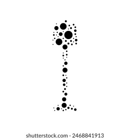 A large floor lamp symbol in the center made in pointillism style. The center symbol is filled with black circles of various sizes. Vector illustration on white background