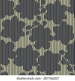 Large floral design hatching lines - vector seamless pattern