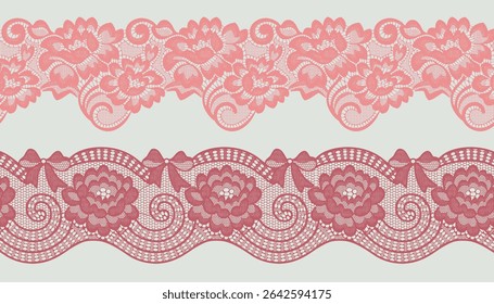 Large floral red lace trim, available in two variations.