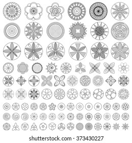 Large flower icon set design, line collection.