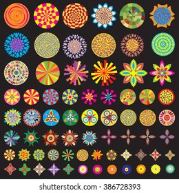 Large flower icon set. Various floral blooms, tulip, narcissus, clover, rose etc. Isolated. 