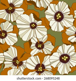 Large flowers khaki color