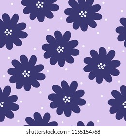 Large flowers on a purple background. Simple seamless pattern.