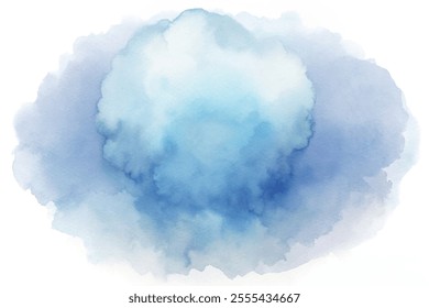 A large, fluffy blue cloud with a few smaller white clouds floating in the sky. The sky is a bright blue color, and the clouds are puffy and white. The scene is peaceful and serene