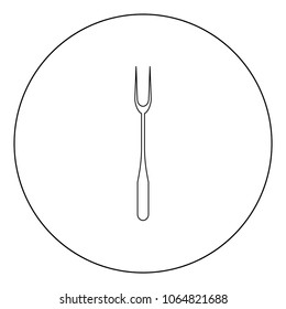 Large Fork black icon in circle vector illustration isolated flat style .
