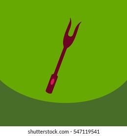 Large Fork with Wooden Handle on a White Background Vector Illustration yoke