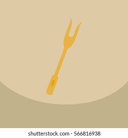 Large Fork with Wooden Handle on a White Background Vector Illustration yoke