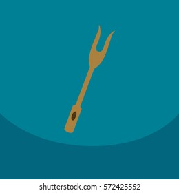 Large Fork with Wooden Handle on a White Background Vector Illustration yoke