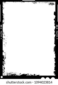Large format film sheet negative, picture frame, grungy style, free copy. space
