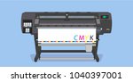 
Large format full color latex printer plotter. Vector illustration