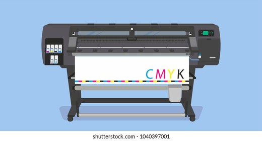 
Large format full color latex printer plotter. Vector illustration