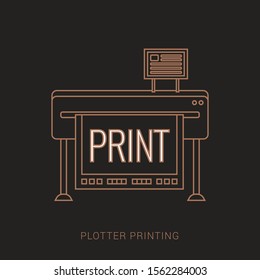 Large format full color latex printer plotter flat vector illustration