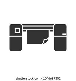 Large format printer glyph icon. Silhouette symbol. Printing machine. Negative space. Vector isolated illustration