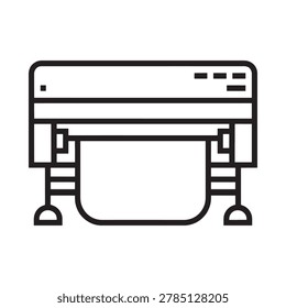 large format printer icon black and white line drawing