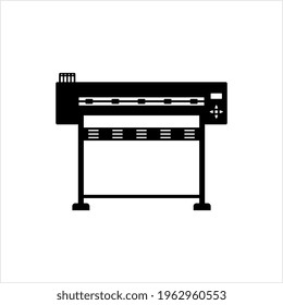 Large Format Printer Icon, Digital Wide Format Roll Printer Vector Art Illustration