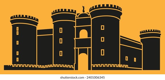 a large fortress with round towers. Naples