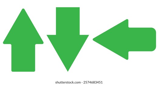 Large forward, right, left, up, down pointing solid long arrow symbol vector. Thin black arrow pointing right. Long, straight-line arrow icon in white. Graphic illustration for direction symbols.eps10