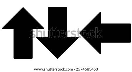 Large forward, right, left, up, down pointing solid long arrow symbol vector. Thin black arrow pointing right. Long, straight-line arrow icon in white. Graphic illustration for direction symbols.eps10