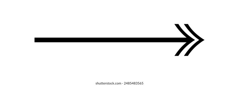 Large forward, right pointing solid long arrow symbol vector design eps 10