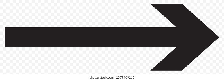 Large forward, right pointing solid long arrow symbol vector. Eps 10.