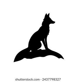 A large fox symbol in the center. Isolated black symbol. Vector illustration on white background