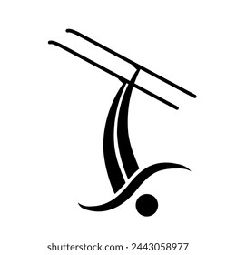 A large freestyle skiing symbol in the center. Isolated black symbol