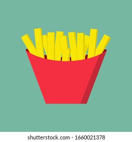 Large french fries fast food isolated vector