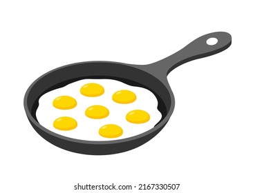 A large fried egg in a frying pan. Vector clipart.