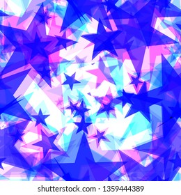 Large frosty blue stars on a light background in the projection. Pattern to decorate any holiday and bright events.