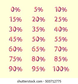 large full color set polygonal numbers percent for discounts and promotions