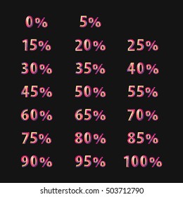 large full color set polygonal numbers percent for discounts and promotions black