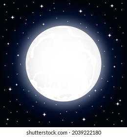 Large full moon and starry sky at night 