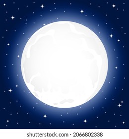 Large full moon and starry sky at night 