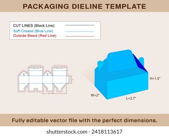 Large Gable Box, Gift Box Template, Editable Vector File.