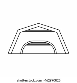 Large garage icon in outline style. Building symbol isolated vector illustration