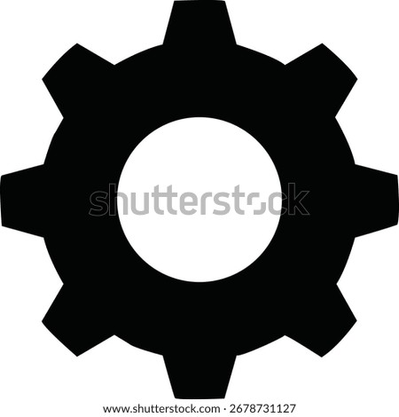 Large gear or cogwheel vector icon in bold black silhouette ideal for engineering, machinery, mechanical, technology and industrial graphic designs
