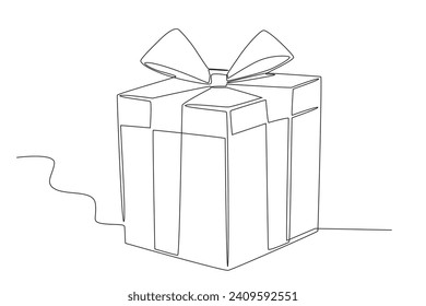 A large gift box. Gift Box one-line drawing