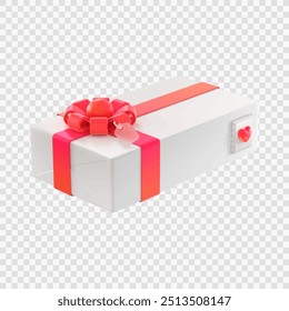 large gift box with a pink ribbon 3d style isolated vector special for love themes and valentine's day