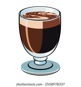 Large glass goblet with cocoa. Vector illustration