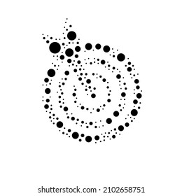 A large goal symbol in the center made in pointillism style. The center symbol is filled with black circles of various sizes. Vector illustration on white background