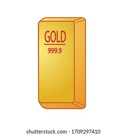 large gold bar of gold on a white background
