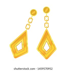 Large gold earrings. Vector illustration on white background.