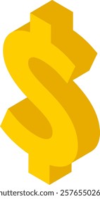 Large, gold, three dimensional dollar sign representing the currency of the United States, creating a strong visual representation of finance and wealth