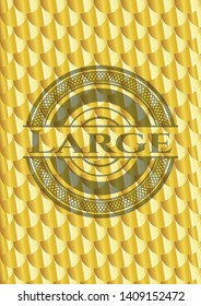 Large golden badge. Scales pattern. Vector Illustration. Detailed.