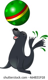 large gray seal performs acrobatics; vector and illustrator