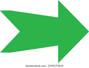 a large green arrow pointing to the right on a white background, indicating direction or movement