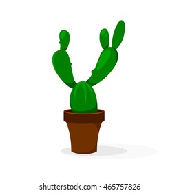 A large green cactus. Vector illustration.