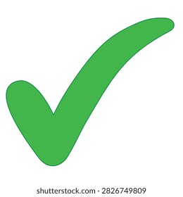 Large green check mark symbol indicating correctness approval validation success