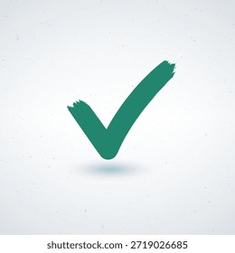 Uma grande marca de seleção verde em um fundo branco limpo com manchas sutis, simbolizando aprovação, confirmação e validação.